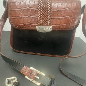 Brighton Two-Tone Brown and Black Crossbody Bag